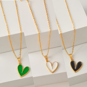 brandsoon korean jewellery heart shape pendant pack of 3 girls and women gold-plated plated brass alloy chain