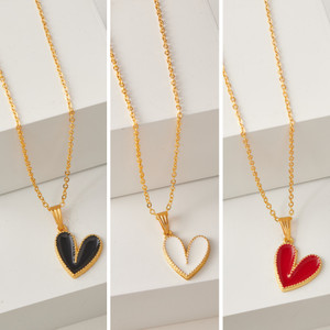 brandsoon brandsoon korean jewellery heart shape pendant pack of 3 girls and women gold-plated plated brass alloy chain