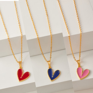 brandsoon brandsoon korean jewellery heart shape pendant pack of 3 girls and women gold-plated plated brass alloy chain