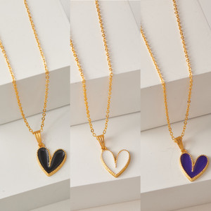 brandsoon korean jewellery heart shape pendant pack of 3 girls and women gold-plated plated brass alloy chain