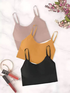 brankly urja pack of 3 women sports lightly padded bra black brown yellow