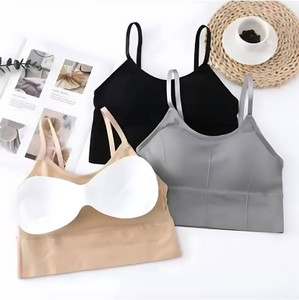 brankly urja pack of 3 women cami bra lightly padded bra black grey beige