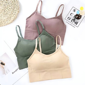 brankly urja pack of 3 women cami bra lightly padded bra black brown grey