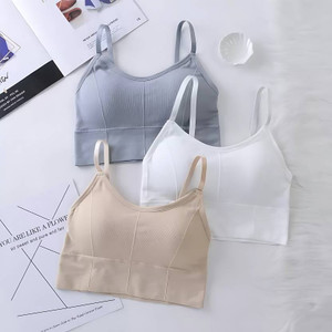 brankly urja pack of 3 women cami bra lightly padded bra beige grey white