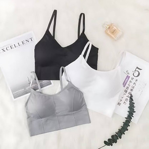brankly urja pack of 3 women sports lightly padded bra black white grey