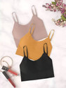 BRANKLY URJA Pack of 3 Women Sports Lightly Padded Bra (Black, Brown, Yellow)