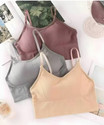 BRANKLY URJA Pack of 3 Women Cami Bra Lightly Padded Bra (Dark Green, Black, Beige)