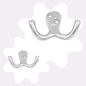 brask premium brass double pin cloth hanger wall mounted bathroom cloth hanger cloth wall hook door hooks for hanging keys clothes towel 2 inches silver satin 2