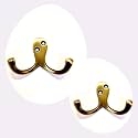 BRASK Premium Brass Double Pin Cloth Hanger, Wall Mounted Bathroom Cloth Hanger, Cloth Wall Hook, Door Hooks for Hanging Keys, Clothes, Towel (2 Inches) (Antique, 2)