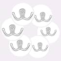 BRASK Premium Brass Double Pin Cloth Hanger, Wall Mounted Bathroom Cloth Hanger, Cloth Wall Hook, Door Hooks for Hanging Keys, Clothes, Towel (2 Inches) (Silver Satin, 6)