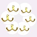 BRASK Premium Brass Double Pin Cloth Hanger, Wall Mounted Bathroom Cloth Hanger, Cloth Wall Hook, Door Hooks for Hanging Keys, Clothes, Towel (2 Inches) (Golden Satin, 6)