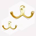 BRASK Premium Brass Double Pin Cloth Hanger, Wall Mounted Bathroom Cloth Hanger, Cloth Wall Hook, Door Hooks for Hanging Keys, Clothes, Towel (2 Inches) (Golden Satin, 2)