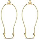 Brass 8 Inch Lamp Harp - 2 Set, Detachable Shade Holder for Table &amp; Floor Lamps, Heavy Duty Bracket with Standard Saddle &amp; Finial