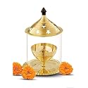 Brass Akhand Diya with Glass Cover 6