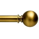 Brass Curtain Rods for Windows 18 to 120 inches, 1 Inch Modern Metal Drapery Rods, Adjustable Heavy Duty Curtain Pole with Round Finials(18"-120"Antique Brass)