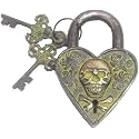 Brass Door Padlock Fully Functional Handmade Antique Design with Keys Unique Collectible Locks Combination of Style &amp; Security (Man-Skull-ant)
