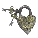 Brass Door Padlock Fully Functional Handmade Antique Design with Keys Unique Collectible Locks Combination of Style & Security (Rose-Black)