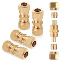 Brass DOT 3/8'' Compression Straight Union for Nylon Tubings 4PCS