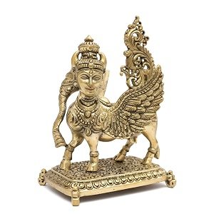 Brass Flying Kamdhenu Cow Idol Vastu Remedy
