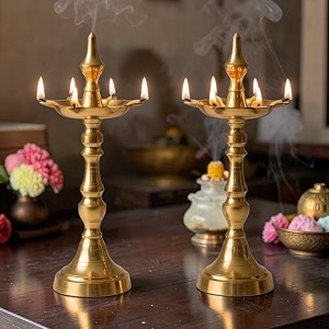 brass diya for pooja  traditional diya for home temple decor diwali gift 14 inch