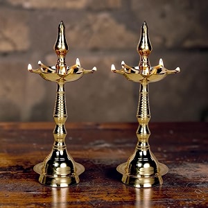brass oil lamp kerala fancy samayi diya height 9 inch design 1