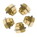 Vis Brass Pipe Fitting Bulkhead Coupling 1/8" NPT Female Anchor Coupler, 24/25" Length 1200psi Tank Fitting Frame Hose Connector (Pack of 5)