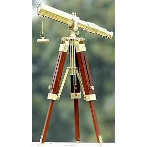 ali nauticals brass telescope with solid wooden tripod stand portable adjustable 15 inch brown beginner all ages outdoor enthusiasts hobbyists collectors unisex