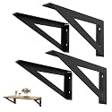 BRATA Black Shelf Brackets 10 Inch, Shelf Support Bracket, 4 Pack