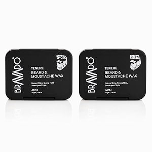 bravado tenere beard amp mustache wax pack of 2 value pack  strong hold beard wax for men  natural mustache wax for perfect shape style and grooming  75g each