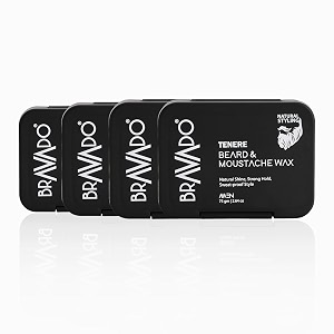 bravado tenere beard amp mustache wax pack of 4 combo pack  strong hold beard wax for men  natural moustache wax for perfect shape style amp grooming  75g each
