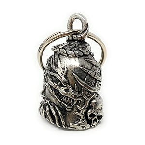 bravo bells skull dragon bell - biker bell accessory or key chain for good luck on the road silver