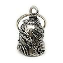 Bravo Bells Skull Dragon Bell - Biker Bell Accessory or Key Chain for Good Luck on the Road (Silver)