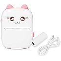 Mini Wireless Bluetooth Mobile Printer - Pocket Thermal Printer for Picture, Photo, Label, Memo - Paper Printer with USB Cable for Study/Android/iOS Smartphone - Pink