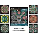 Brea Reese Scratch Art Paper Pad, 8x8 Mandala Sheets, 12-Piece Set