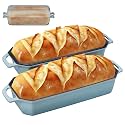 Flavehc Bread Pan Cast Iron Loaf Pan with Lid Bread Loaf Pan 13x5 Inch Enameled Cast Iron Sourdough Bread Pan, LightBlue