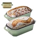 Flavehc Bread Pan Cast Iron Loaf Pan with Lid 9x5 Inch Bread Loaf Pan for Baking Bread Enameled Cast Iron Sourdough Bread Pan