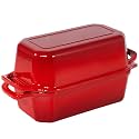 Flavehc Bread Pan Cast Iron Loaf Pan with Lid Bread Loaf Pan 8.5x4.5 Inch Loaf Pan Enameled Cast Iron Sourdough Loaf Pan, Red