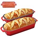 Flavehc Bread Pan Cast Iron Loaf Pan with Lid Bread Loaf Pan 13x5 Inch Enameled Cast Iron Sourdough Bread Pan,Red