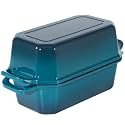 Flavehc Bread Pan Cast Iron Loaf Pan with Lid Bread Loaf Pan 8.5x4.5 Inch Loaf Pan Enameled Cast Iron Sourdough Loaf Pan, DarkCyan