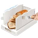 Bread Slicer for Homemade Bread, Adjustable Width Bread Slicing Guide with Crumb Catcher, BPA Free Bread Cutter for Sourdough Bread, Loafs, Sandwiches and Bagels, Dishwasher Safe & Foldable
