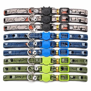 breakaway cat collar with bell and reflective strip adjustable kitten collars with cute cat face buckle safety quick release nylon pet collars for cats and puppies  colony may vary pack of 2