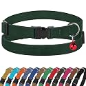 Breakaway Cat Collar Leather with Removable Bell - 13 Colors Available - Soft Adjustable Girl Boy Safety Lightweight Pet Kitten Collars Pink Brown Blue Green Red Orange Black (Emerald)
