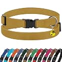 Breakaway Cat Collar Leather with Removable Bell - 13 Colors Available - Soft Adjustable Girl Boy Safety Lightweight Pet Kitten Collars Pink Brown Blue Green Red Orange Black (Mustard)
