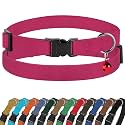 Breakaway Cat Collar Leather with Removable Bell - 13 Colors Available - Soft Adjustable Girl Boy Safety Lightweight Pet Kitten Collars Pink Brown Blue Green Red Orange Black (Pink)