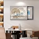 Breaker Box Cover Decorative, Electric Meter Fuse Box Cover, Modern Wall Art Painting, Crystal Ceramic Surface, Sliding or Flip-up Design, Widely Used(Beige 1,50 * 40cm/19.7 * 15.7in)
