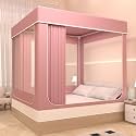 Breathable Bunk Bed Canopy Tent with 3-Door Mosquito Net, Full Size Blackout Bed Tent, Multicolor Options (Pink) - 78.74"x78.74"x66.93" (220cmx200cmx170cm)