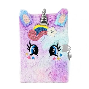 unicorn diary for girls with lock and keys plush diary secret diary writing journal lined pages notebook