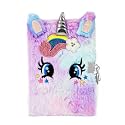 Unicorn Diary for Girls with Lock and Keys, Plush Diary Secret Diary, Writing Journal Lined Pages Notebook