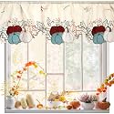 Breling Embroidered Fall Kitchen Curtain Valance for Thanksgiving