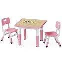 Brelley Height Adjustable Toddler Table and 2 Chairs Set, Pink